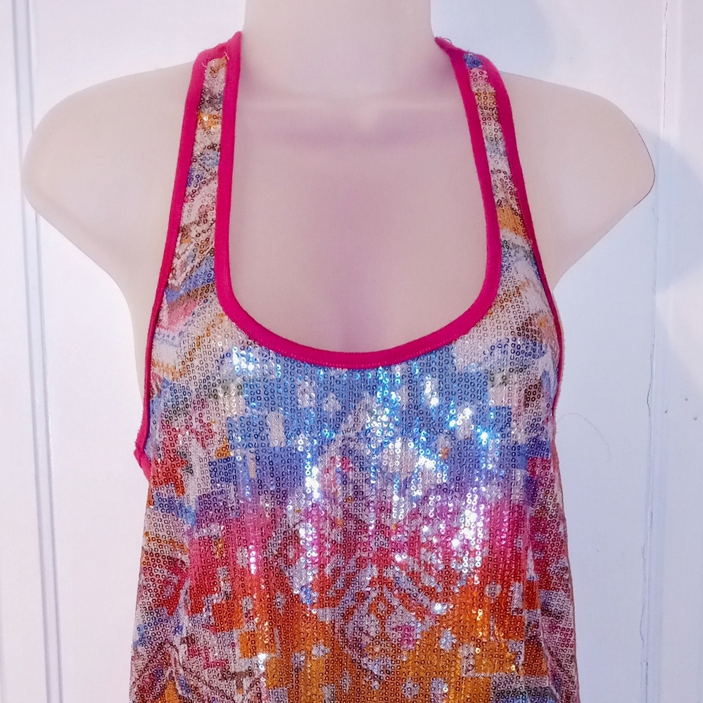 Almost Famous Racer Back Sequin Tank - Picture 2 of 5